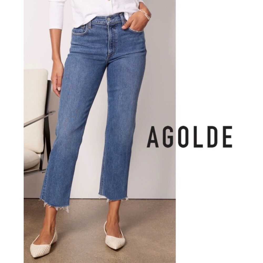 AGOLDE Kye Midrise Straight Leg Crop Cotton Stretch Jeans Size 30 Mirage Wash
